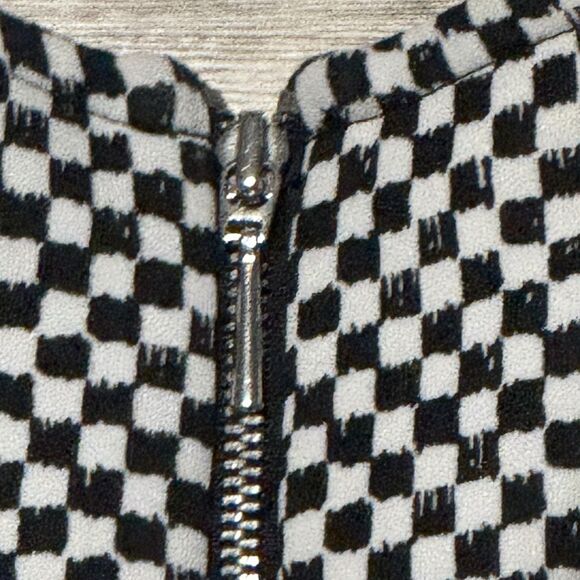 Worthington Black White Checkered A-Line Dress Size 8 Knee Length 60s 70s Brit - Picture 8 of 12